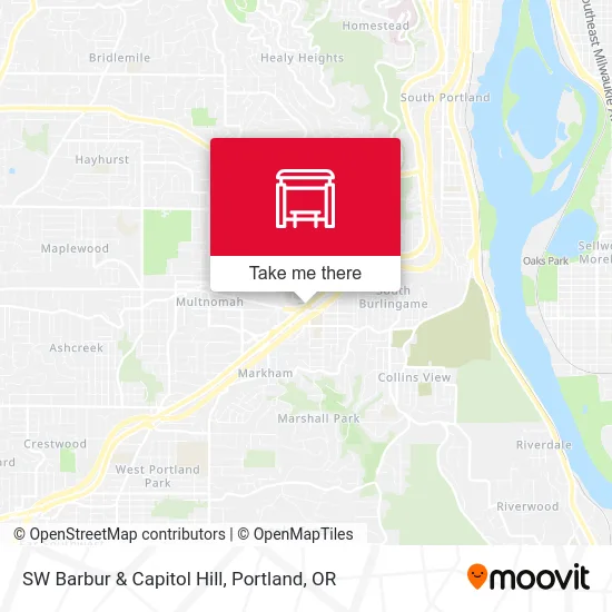 SW Barbur & Capitol Hill map