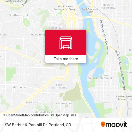 SW Barbur & Parkhill Dr map