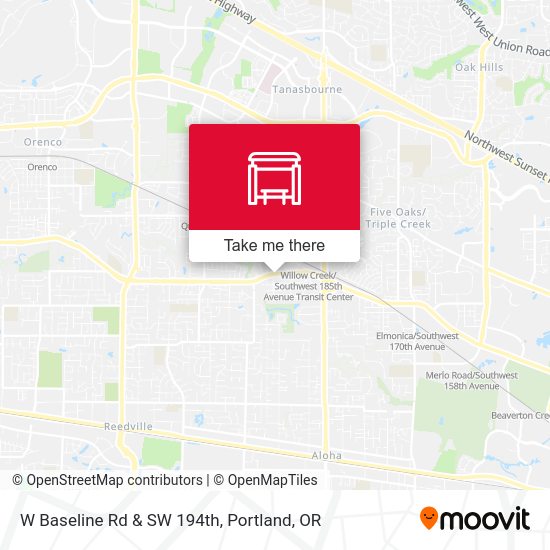W Baseline Rd & SW 194th map