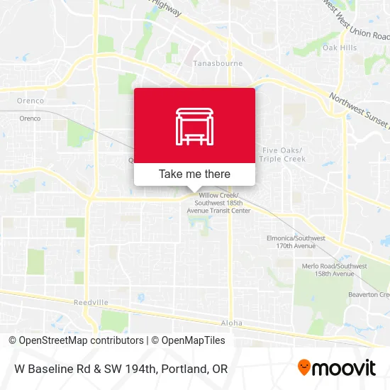 W Baseline Rd & SW 194th map
