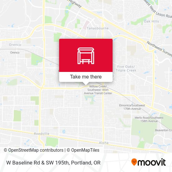 W Baseline Rd & SW 195th map