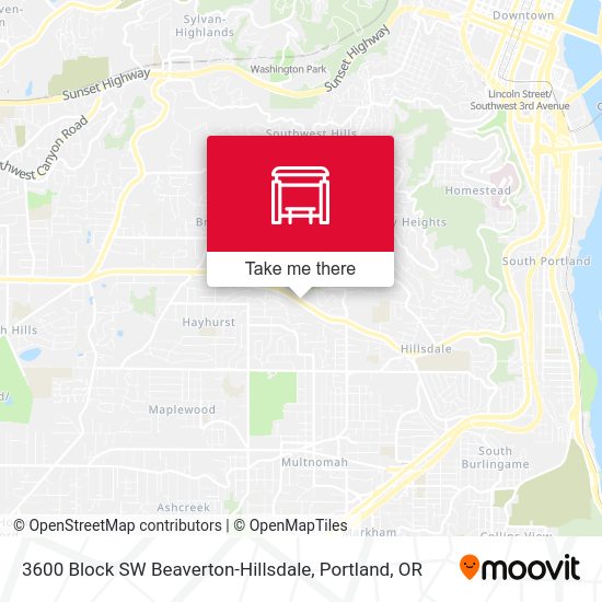 3600 Block SW Beaverton-Hillsdale map