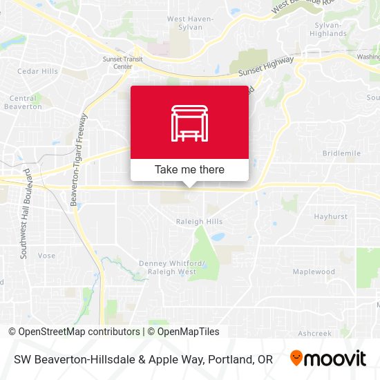 SW Beaverton-Hillsdale & Apple Way map