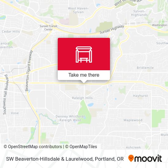 SW Beaverton-Hillsdale & Laurelwood map