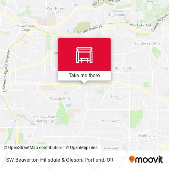 SW Beaverton-Hillsdale & Oleson map