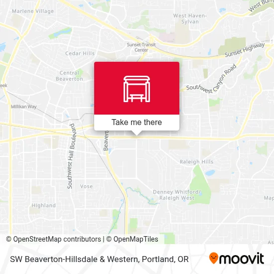 SW Beaverton-Hillsdale & Western map
