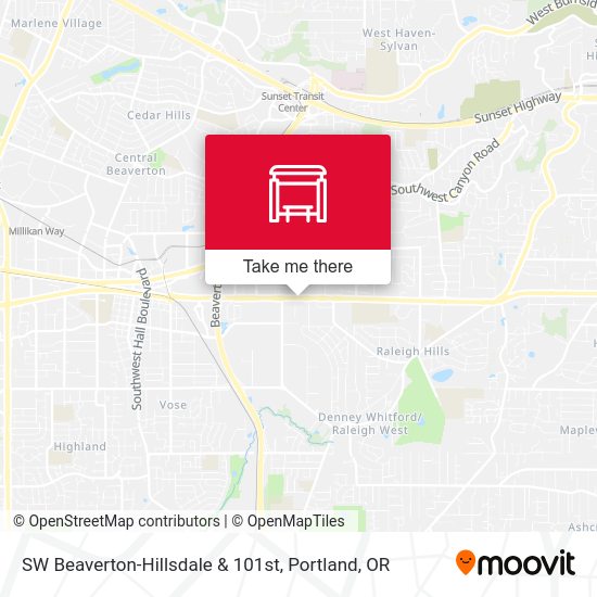 SW Beaverton-Hillsdale & 101st map