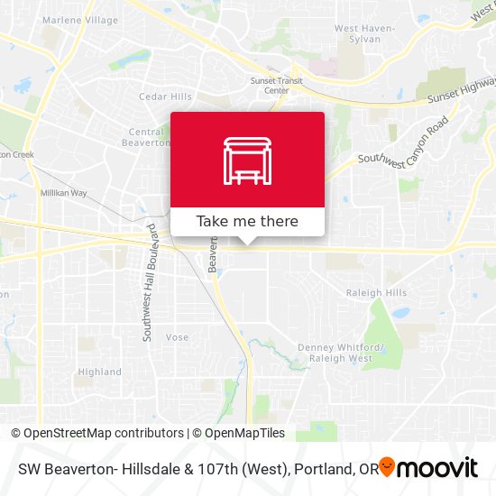 SW Beaverton- Hillsdale & 107th (West) map