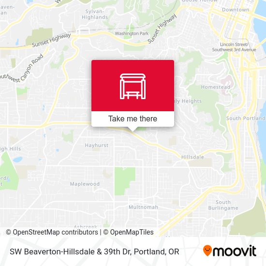 SW Beaverton-Hillsdale & 39th Dr map