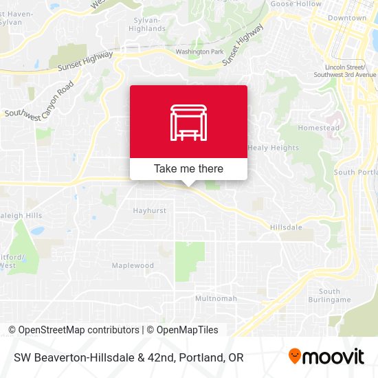 SW Beaverton-Hillsdale & 42nd map