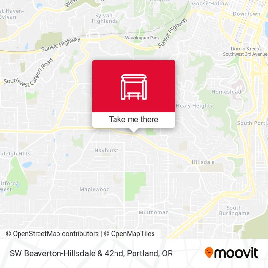 SW Beaverton-Hillsdale & 42nd map