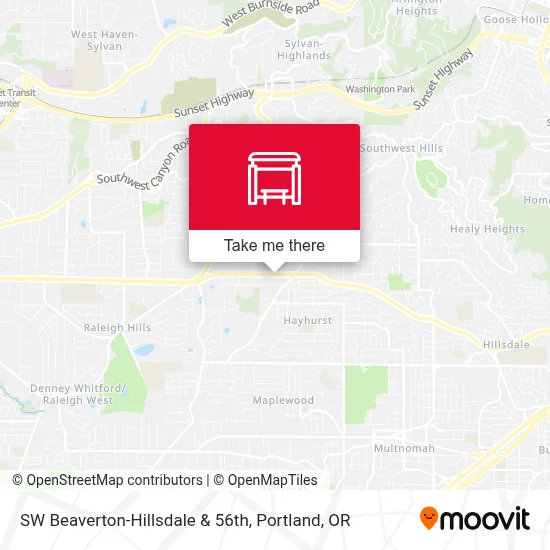 SW Beaverton-Hillsdale & 56th map