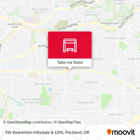 SW Beaverton-Hillsdale & 65th map