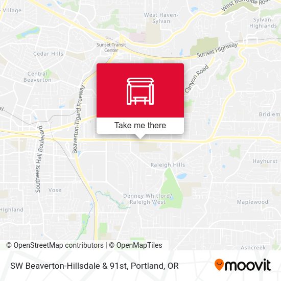 SW Beaverton-Hillsdale & 91st map