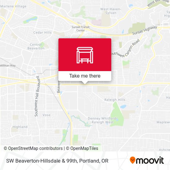 SW Beaverton-Hillsdale & 99th map