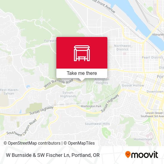 W Burnside & SW Fischer Ln map