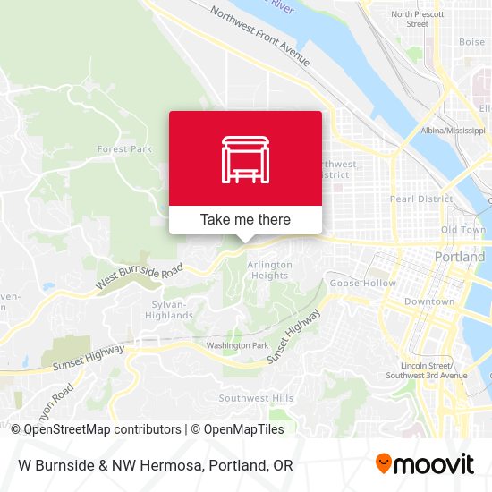 W Burnside & NW Hermosa map