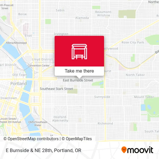 E Burnside & NE 28th map