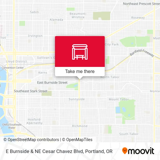 E Burnside & NE Cesar Chavez Blvd map