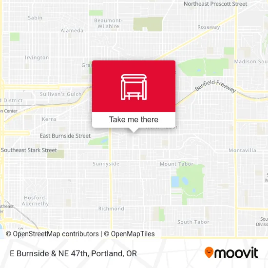 E Burnside & NE 47th map