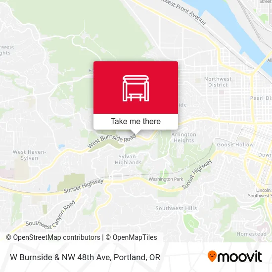 W Burnside & NW 48th Ave map