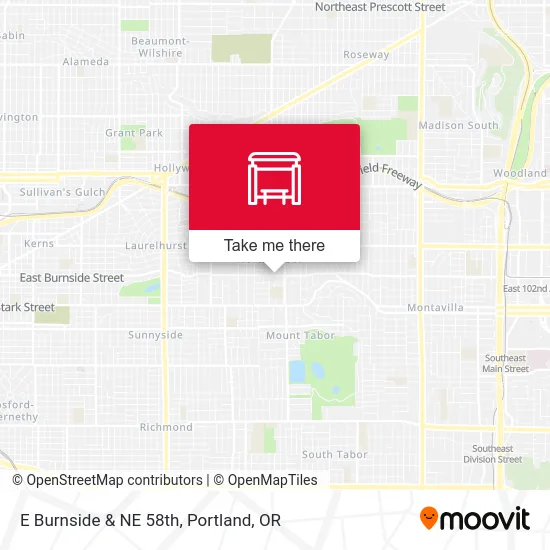 E Burnside & NE 58th map