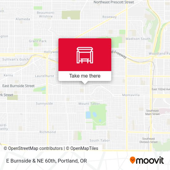 E Burnside & NE 60th map
