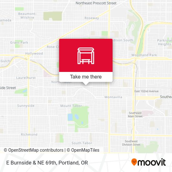 E Burnside & NE 69th map