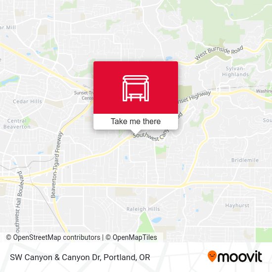 SW Canyon & Canyon Dr map