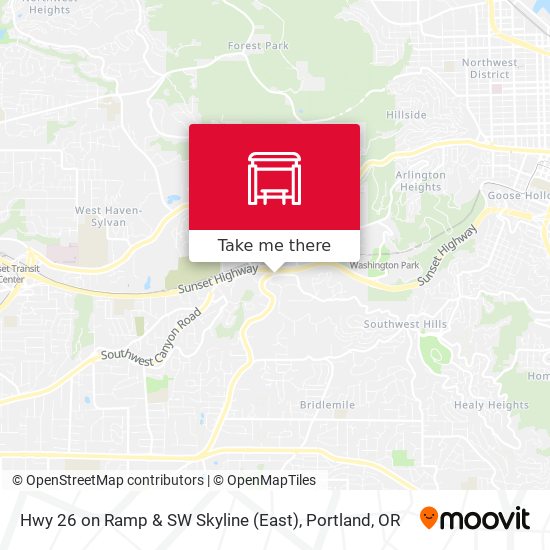 Hwy 26 on Ramp & SW Skyline (East) map