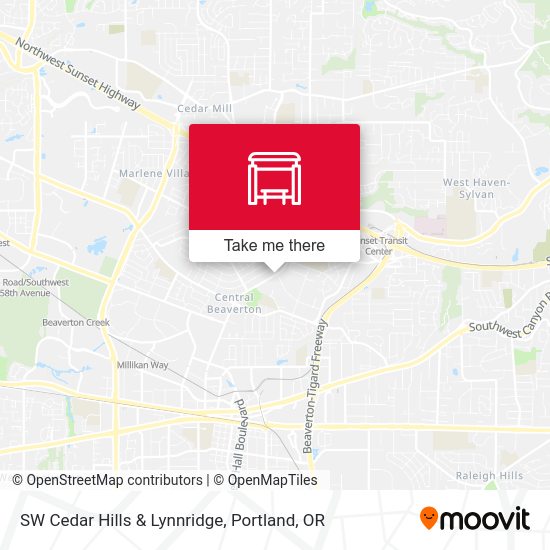 SW Cedar Hills & Lynnridge map