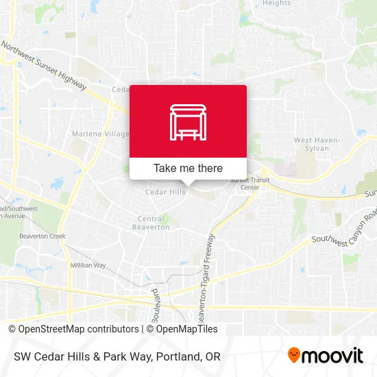 SW Cedar Hills & Park Way map