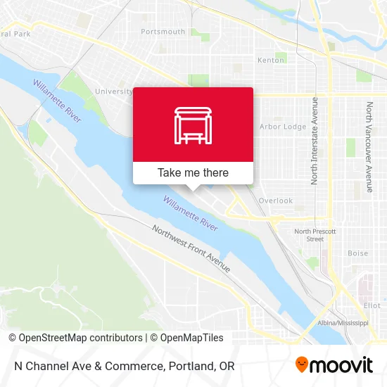 N Channel Ave & Commerce map