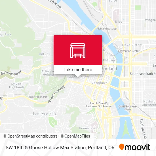 Mapa de SW 18th & Goose Hollow Max Station