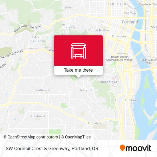 SW Council Crest & Greenway map