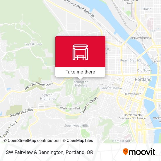 SW Fairview & Bennington map