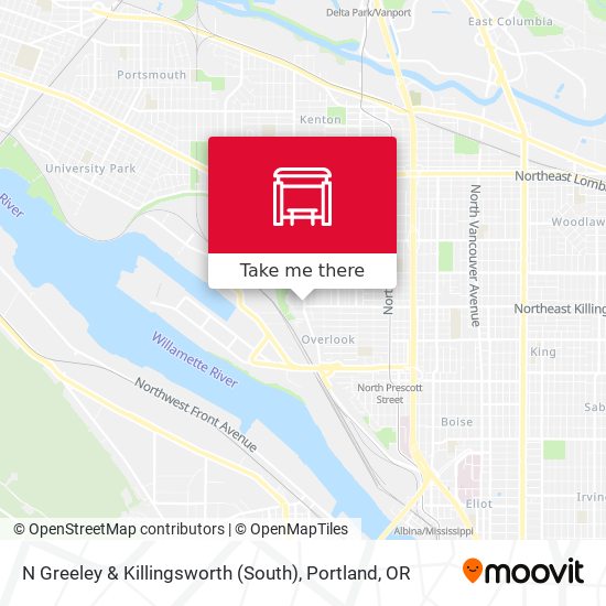 N Greeley & Killingsworth (South) map