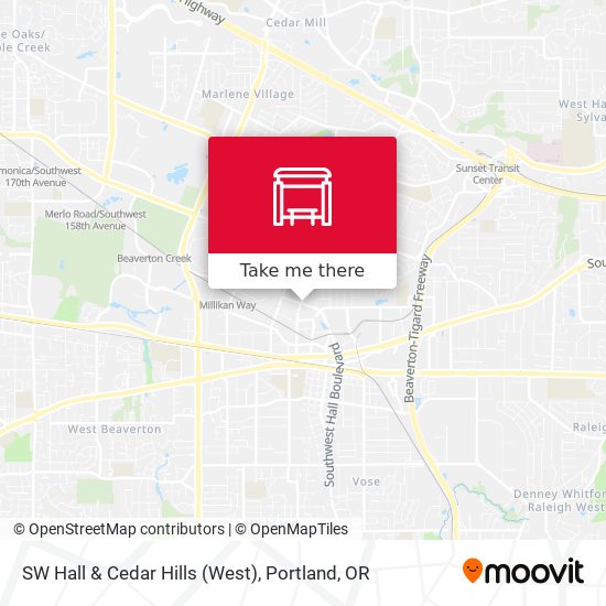 SW Hall & Cedar Hills (West) map