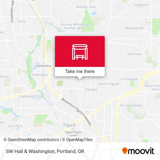SW Hall & Washington map
