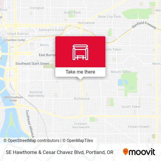 SE Hawthorne & Cesar Chavez Blvd map