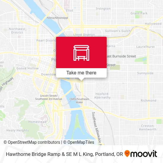 Hawthorne Bridge Ramp & SE M L King map