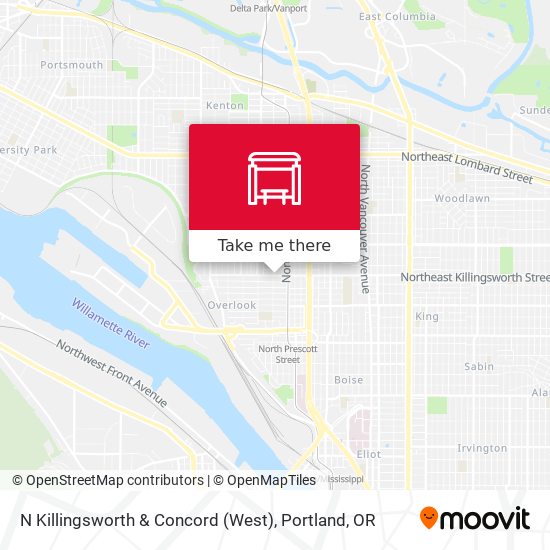 N Killingsworth & Concord (West) map