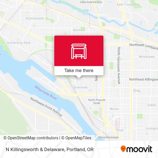 N Killingsworth & Delaware map