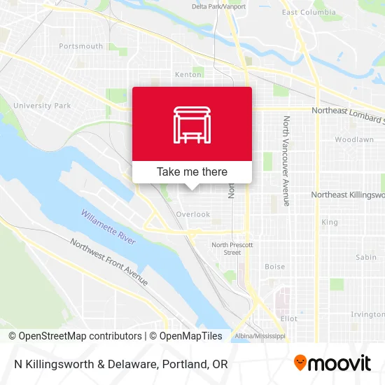 N Killingsworth & Delaware map
