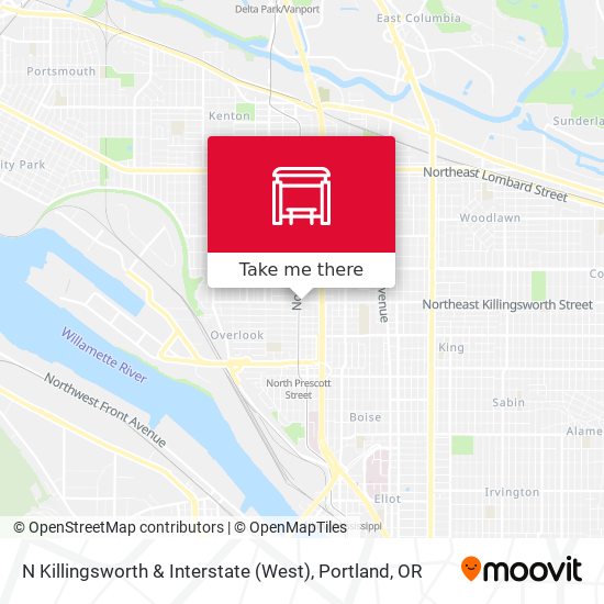 N Killingsworth & Interstate (West) map