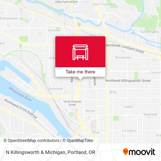 N Killingsworth & Michigan map
