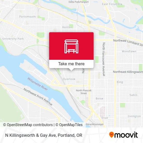 N Killingsworth & Gay Ave map