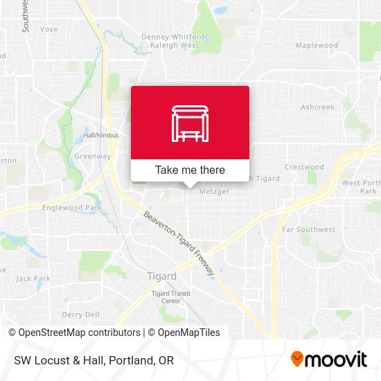 SW Locust & Hall map