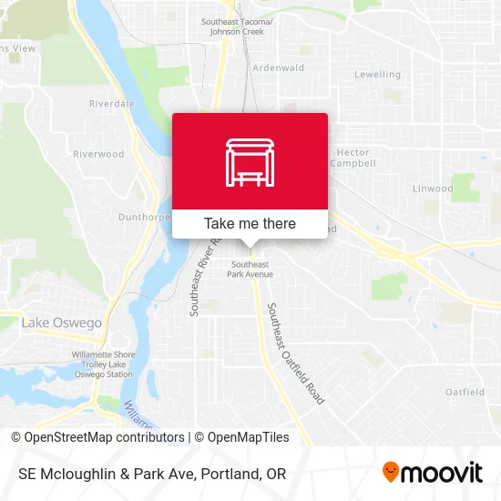 SE Mcloughlin & Park Ave map