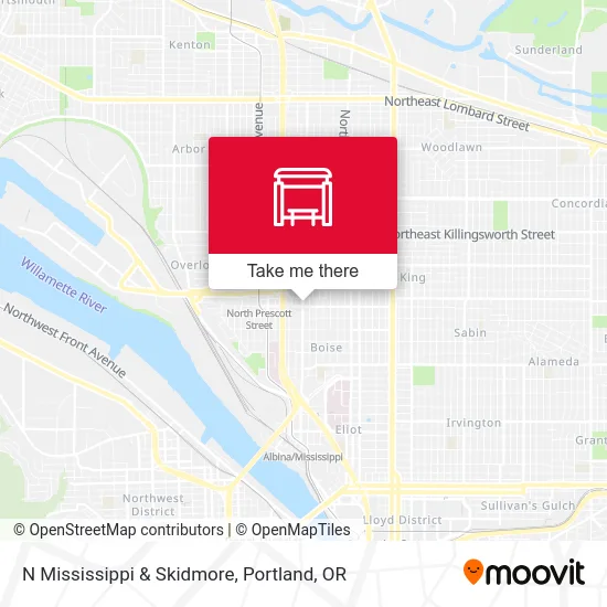 N Mississippi & Skidmore map